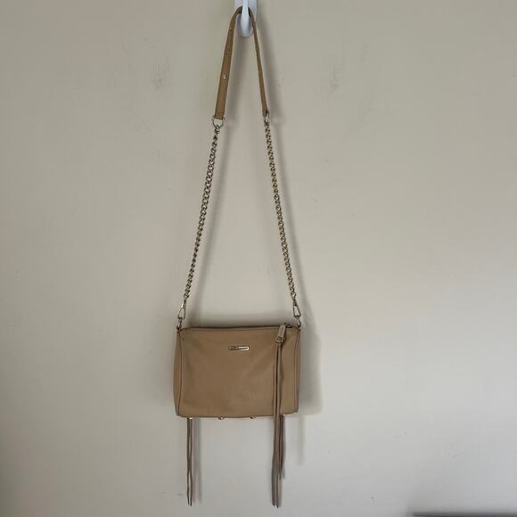 Rebecca Minkoff Tan / Beige Mini 5 Zip Rocker Crossbody Leather Handbag - Picture 5 of 12